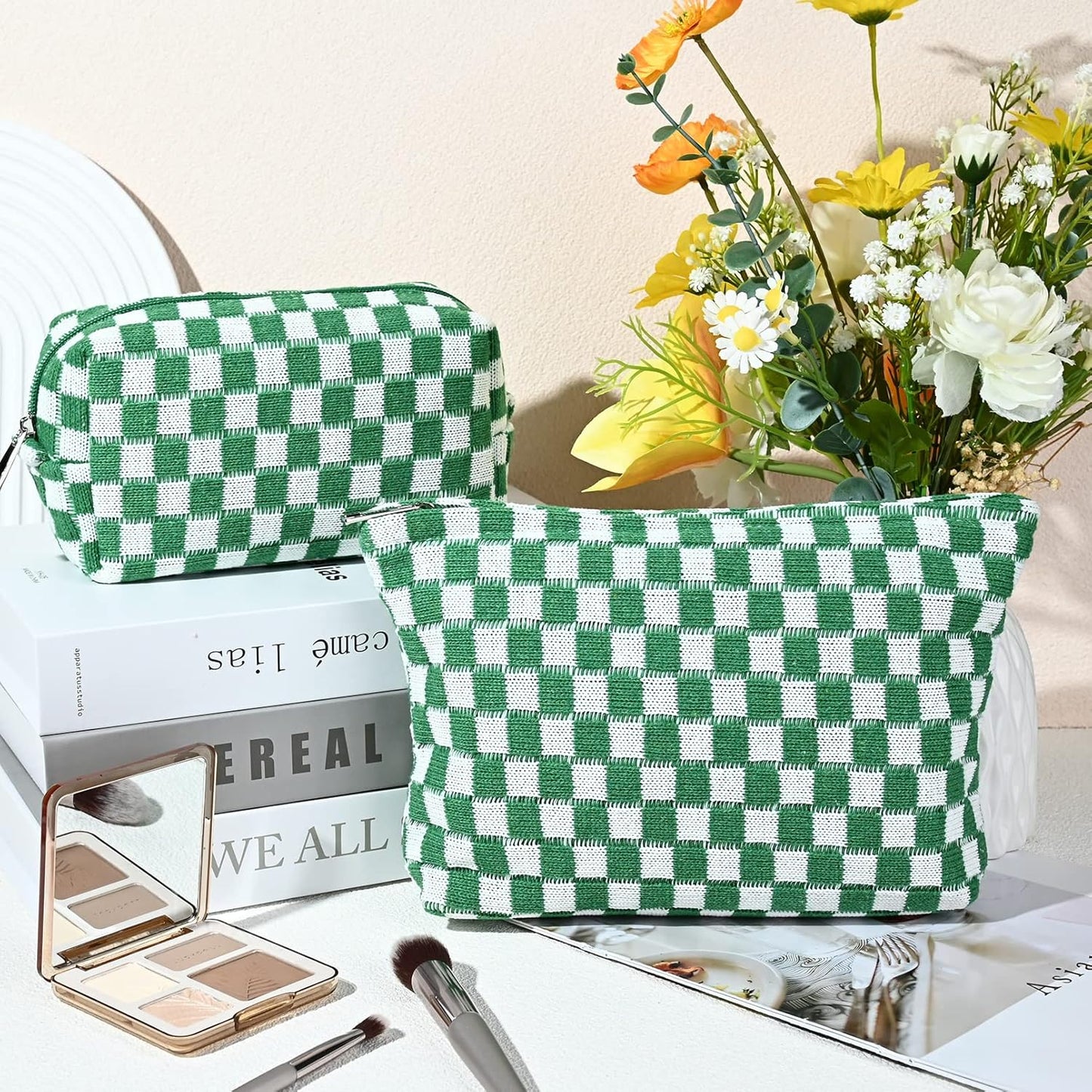 Make-up Tas Set Geruit Reisformaat