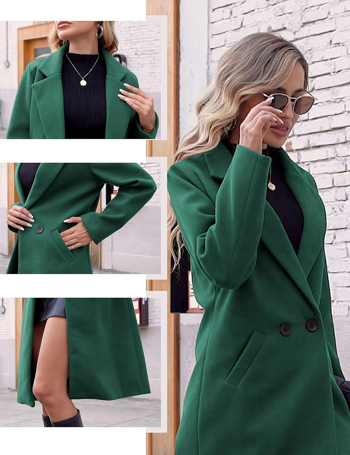 Dames Wollen Jas Notch Revers Warme Wintercoat