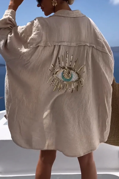 Strandtuniek Oversized Luchtig met Gouden Details