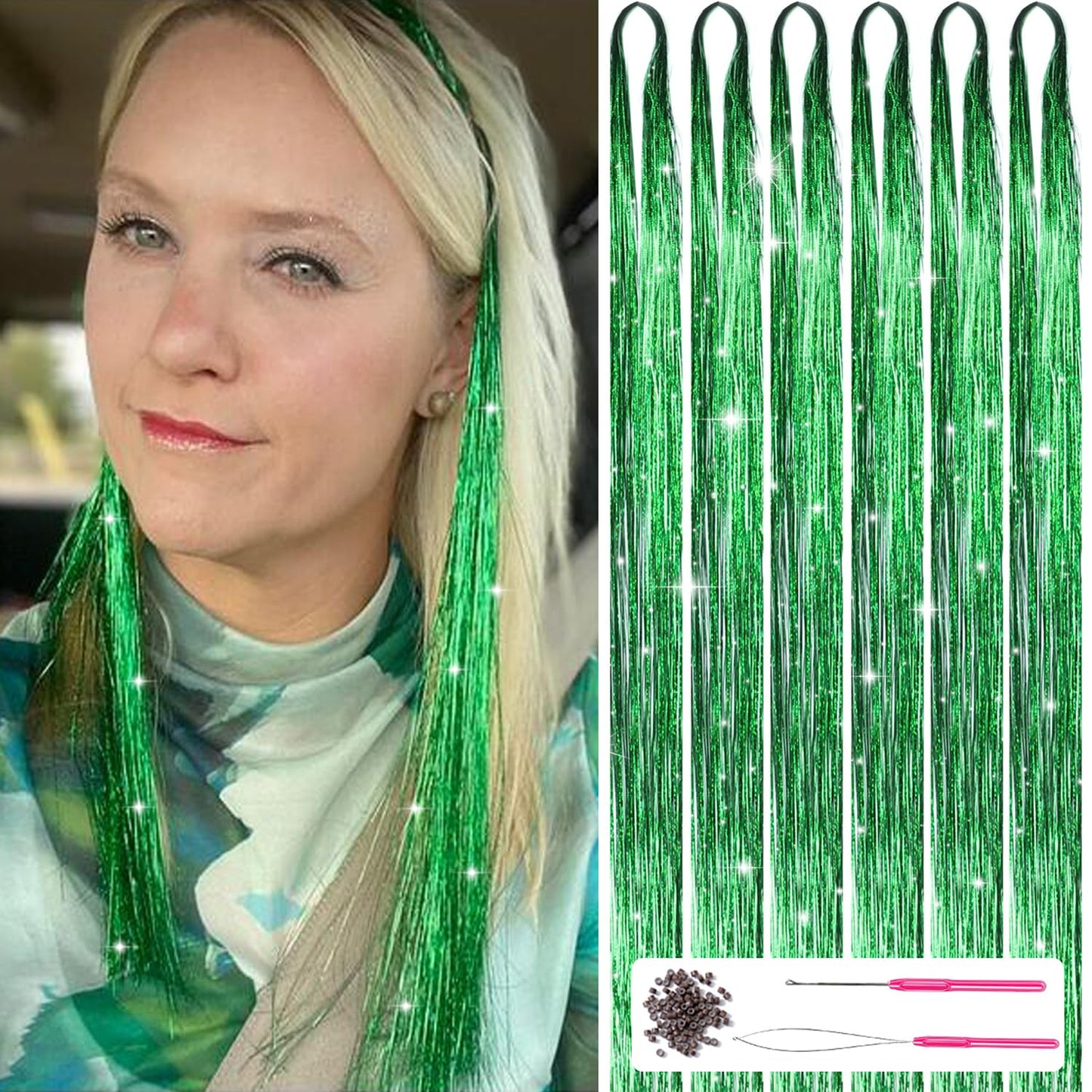 Haar Tinsel Kit Glitter Strengen voor Feestelijke Haarversiering