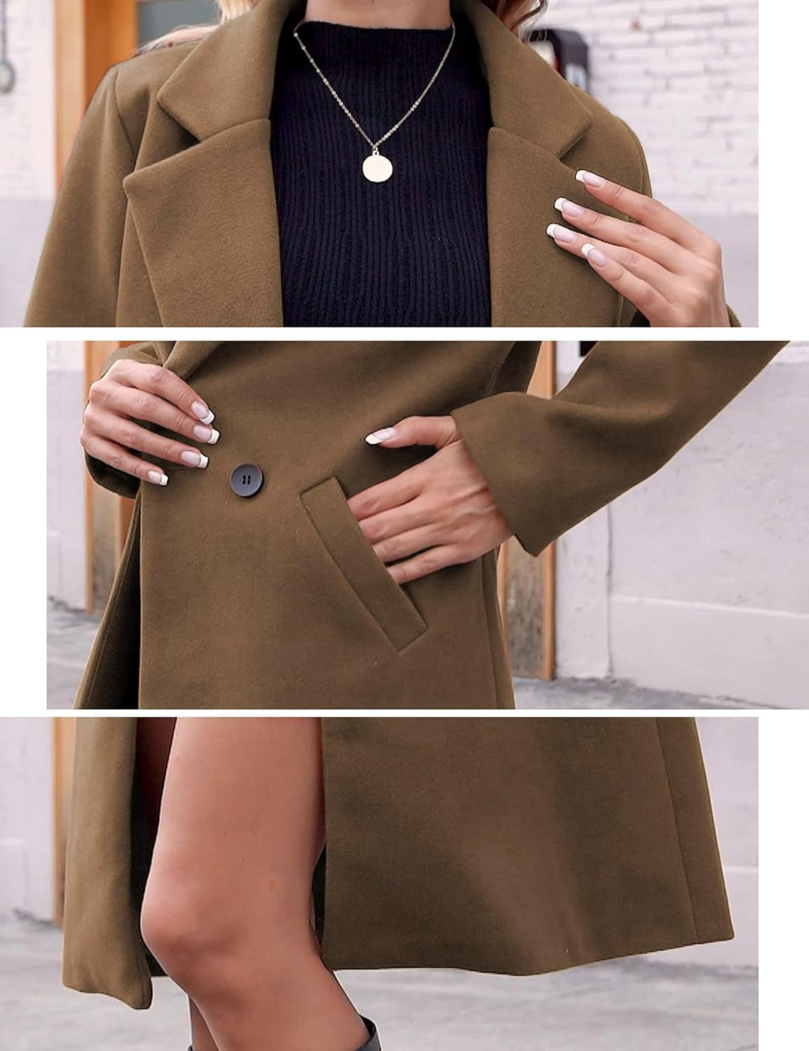 Dames Wollen Jas Notch Revers Warme Wintercoat