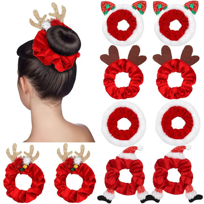 Kerst Scrunchie Set 10-Delig Zacht Velvet - Mode Vibes