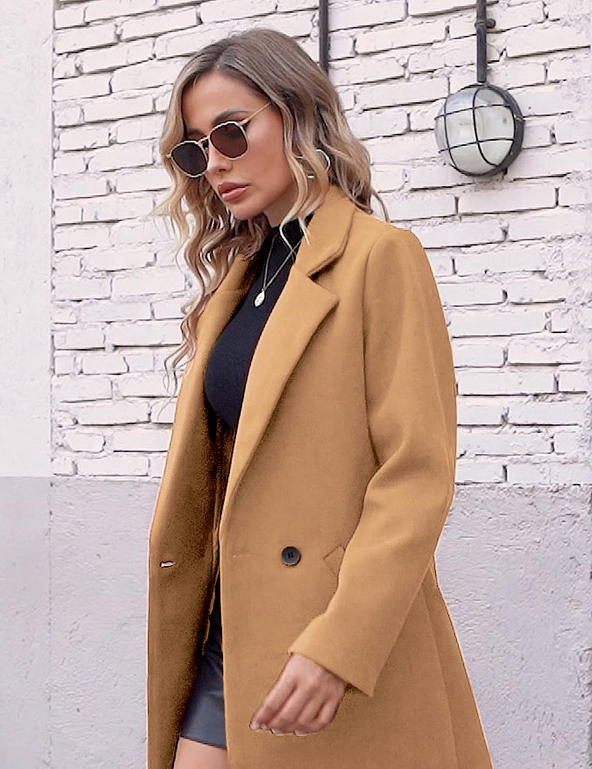 Dames Wollen Jas Notch Revers Warme Wintercoat