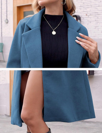 Dames Wollen Jas Notch Revers Warme Wintercoat