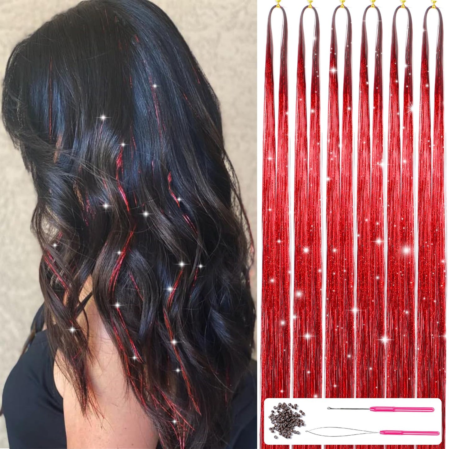 Haar Tinsel Kit Glitter Strengen voor Feestelijke Haarversiering