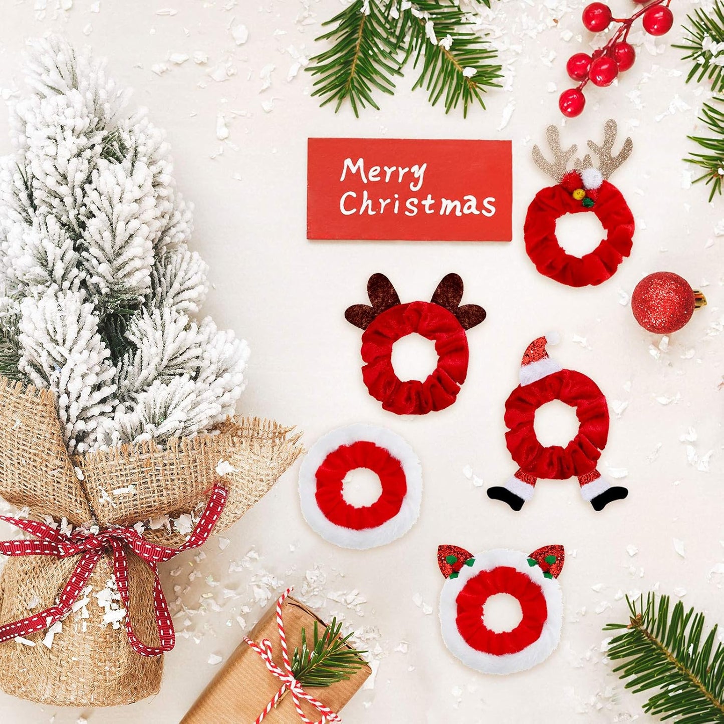 Kerst Scrunchie Set 10-Delig Zacht Velvet