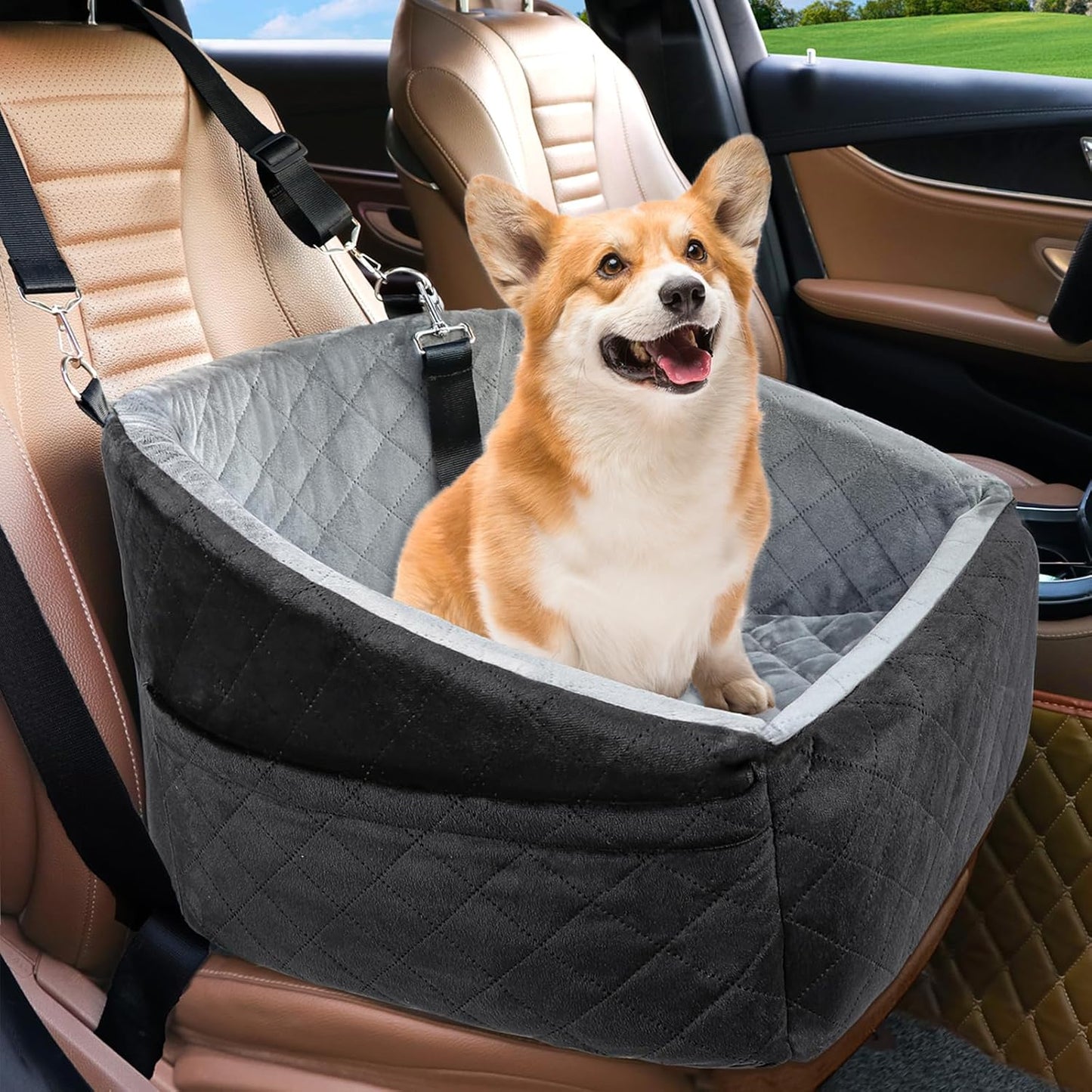 Hondenzitje Auto met Gordel en Opbergvak