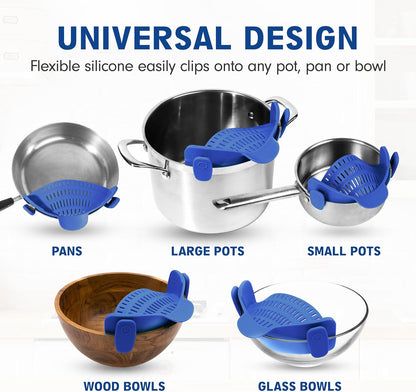 Silicone Zeef - Hittebestendig Clip-On Vergiet voor Pasta en Groenten