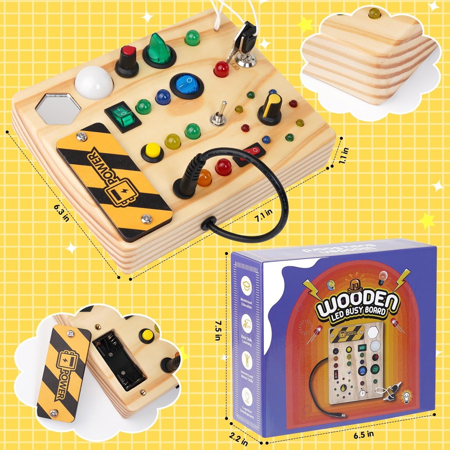 Montessori Prikbord met LED Verlichting voor Peuters