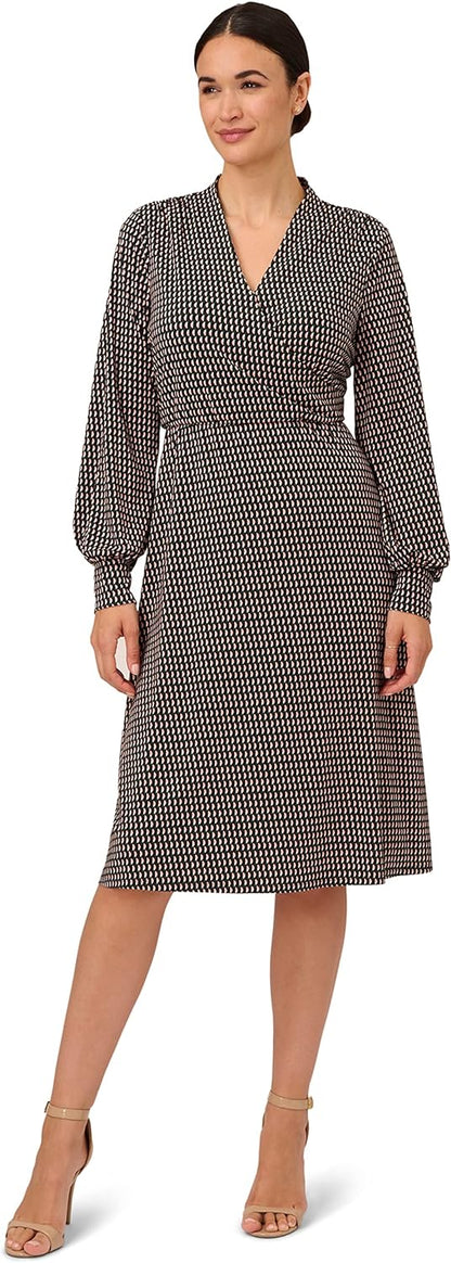 ChicDroom Lange Mouw Wrap Midi Jurk voor Vrouwen