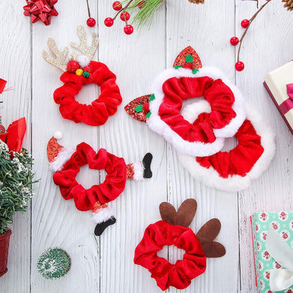 Kerst Scrunchie Set 10-Delig Zacht Velvet