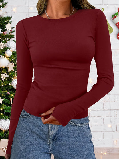 Dames Top Lange Mouwen Ronde Hals Warme Herfst Winter Collectie