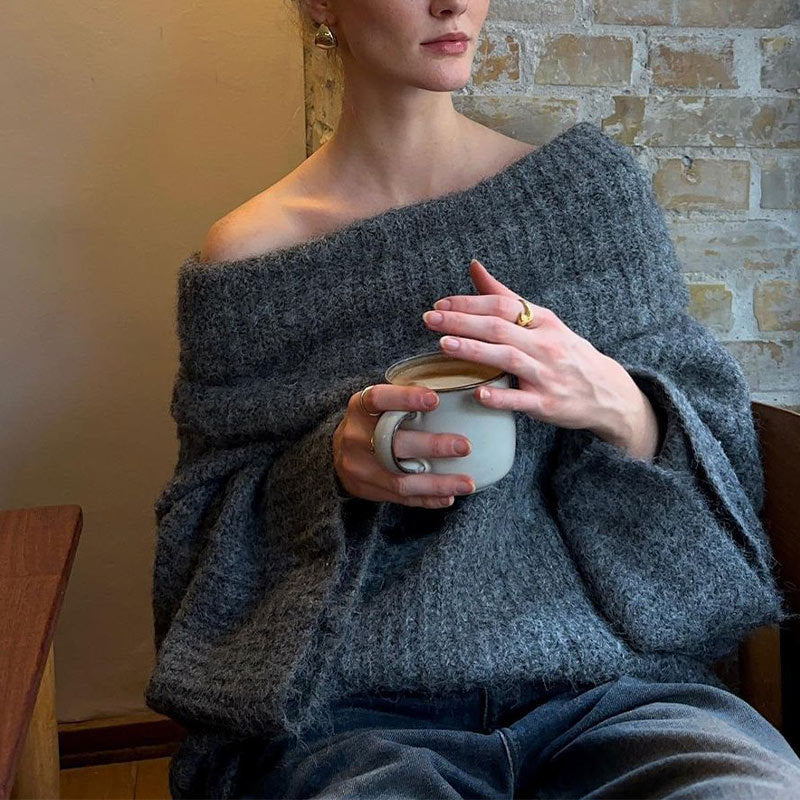 Dames Trui Off-shoulder Warm Gebreid Trendy Stijl
