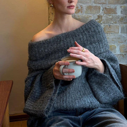 Dames Trui Off-shoulder Warm Gebreid Trendy Stijl