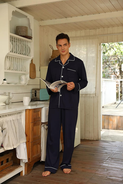 Heren Pyjama Katoen Comfortabel Leo