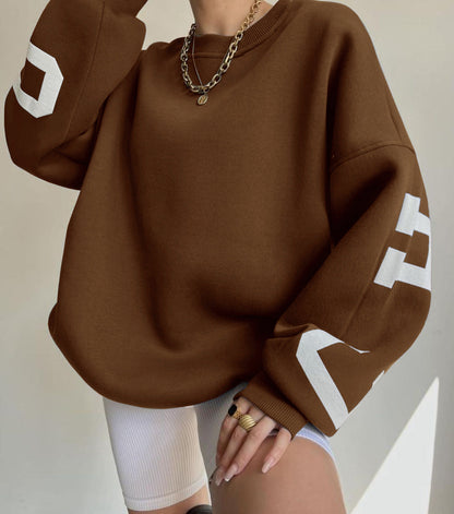 Dames Oversized Trui met Tekstprint voor Dagelijks Gebruik