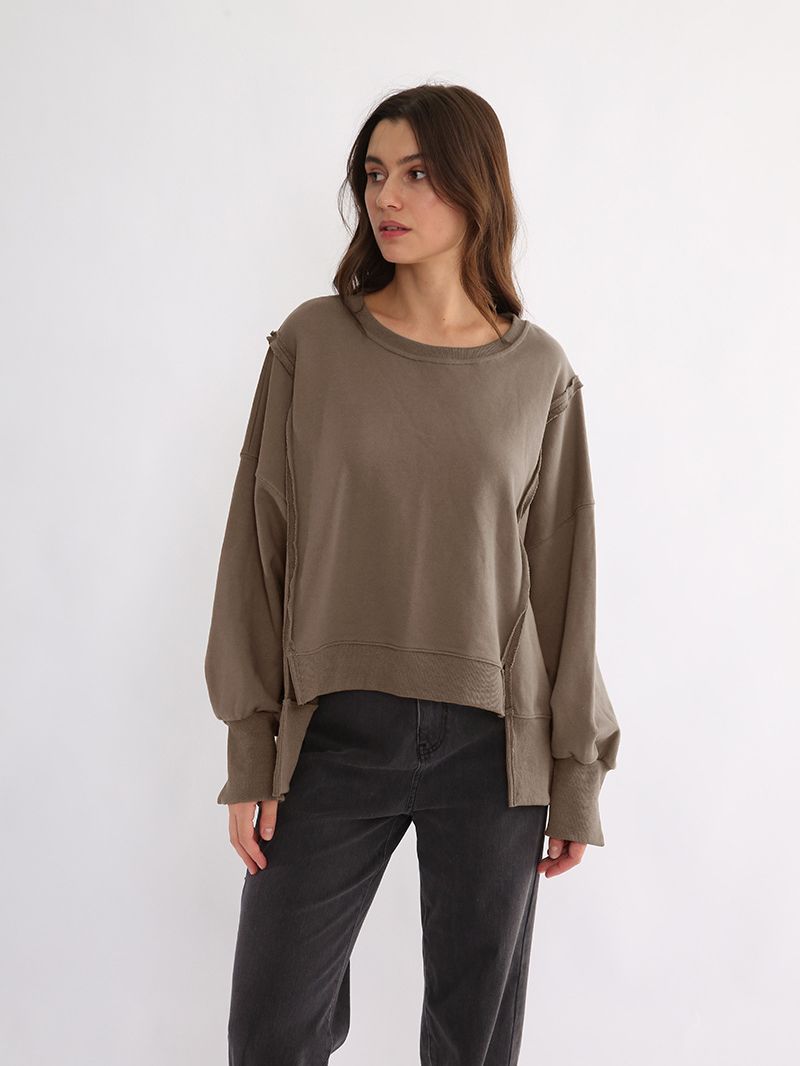 Dames Sweater Warm Losse Pasvorm Met Rauwe Randen