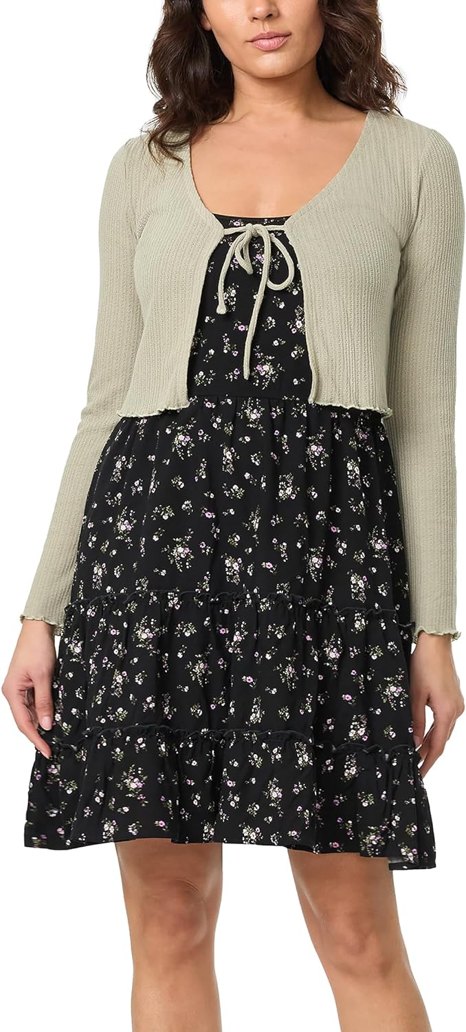 Flora Strappy Midi Jurk en Lange Mouw Vest voor Vrouwen