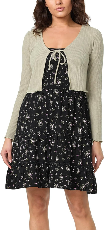 Flora Strappy Midi Jurk en Lange Mouw Vest voor Vrouwen