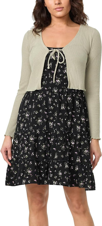 Flora Strappy Midi Jurk en Lange Mouw Vest voor Vrouwen