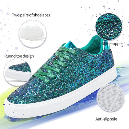 Vetersneakers Glitter Sparkly voor Vrouw