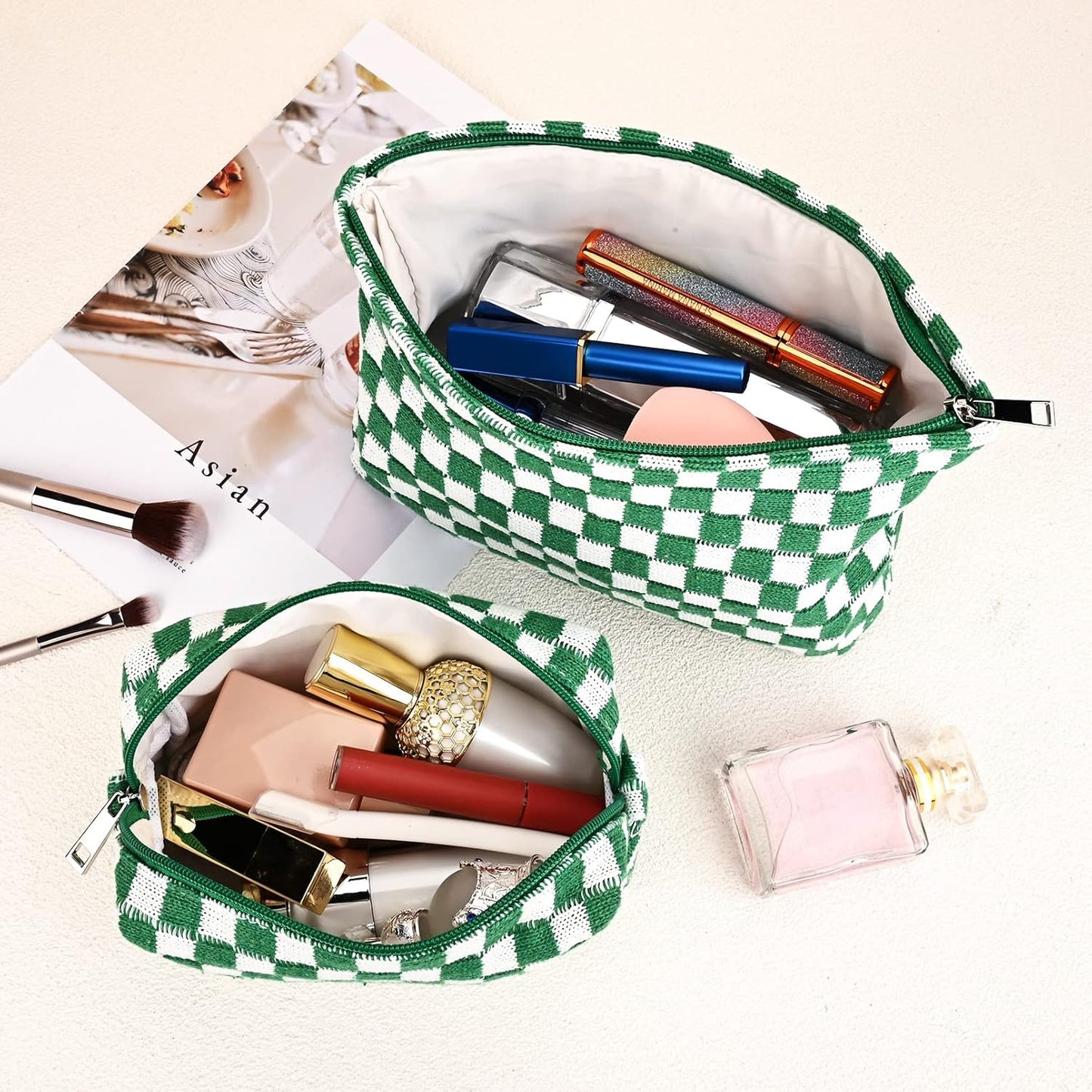 Make-up Tas Set Geruit Reisformaat