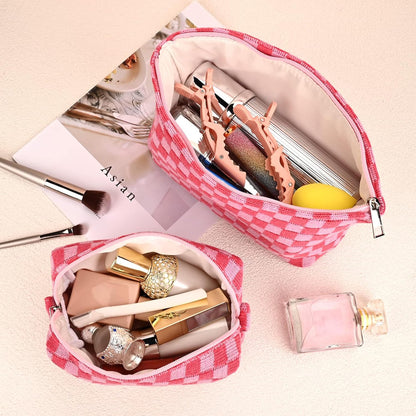 Make-up Tas Set Geruit Reisformaat