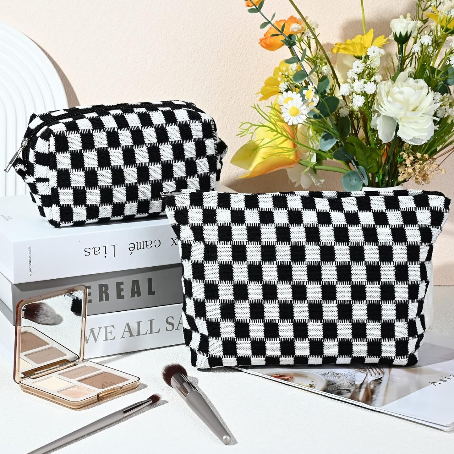 Make-up Tas Set Geruit Reisformaat
