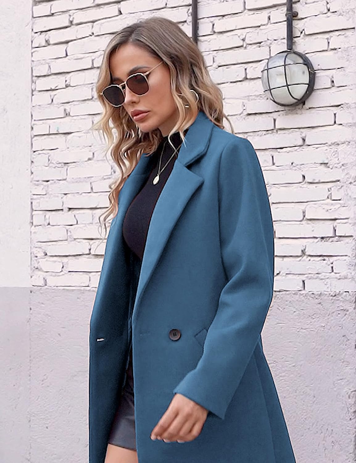Dames Wollen Jas Notch Revers Warme Wintercoat