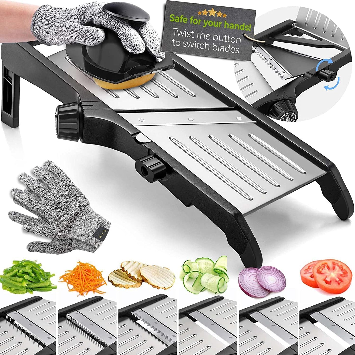 Professionele Foodsnijder Set met Snijbestendige Keukenhandschoenen