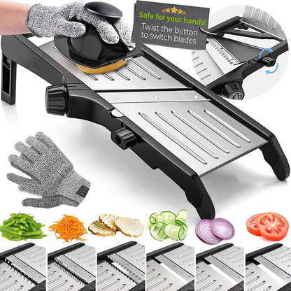 Professionele Foodsnijder Set met Snijbestendige Keukenhandschoenen