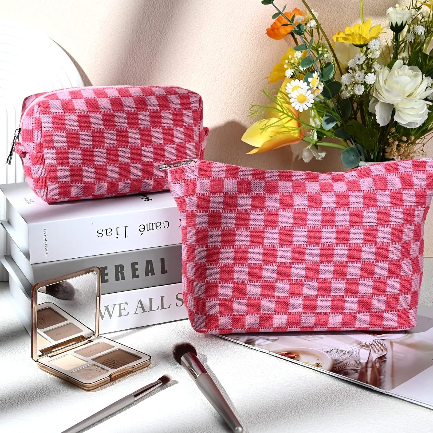 Make-up Tas Set Geruit Reisformaat