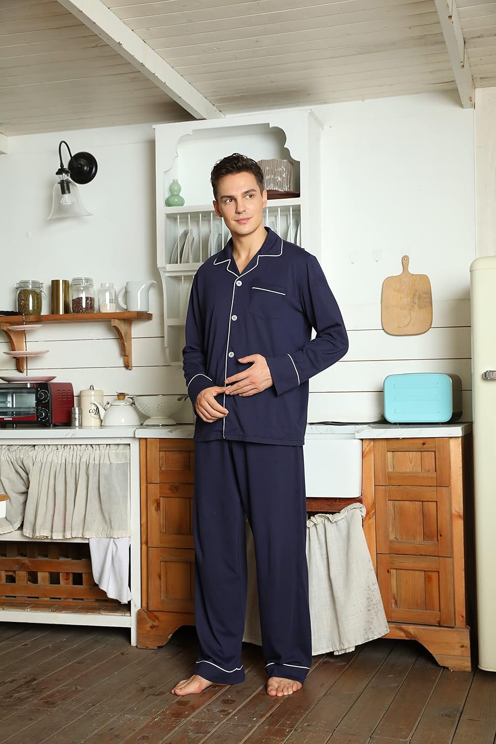 Heren Pyjama Katoen Comfortabel Leo