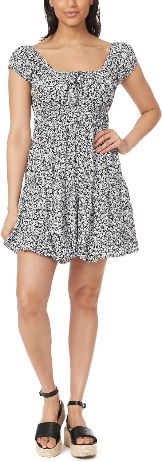 Bloemenveld Nikki Rayon Challis Prairie Mini Jurk voor Vrouwen