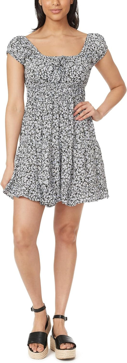 Bloemenveld Nikki Rayon Challis Prairie Mini Jurk voor Vrouwen