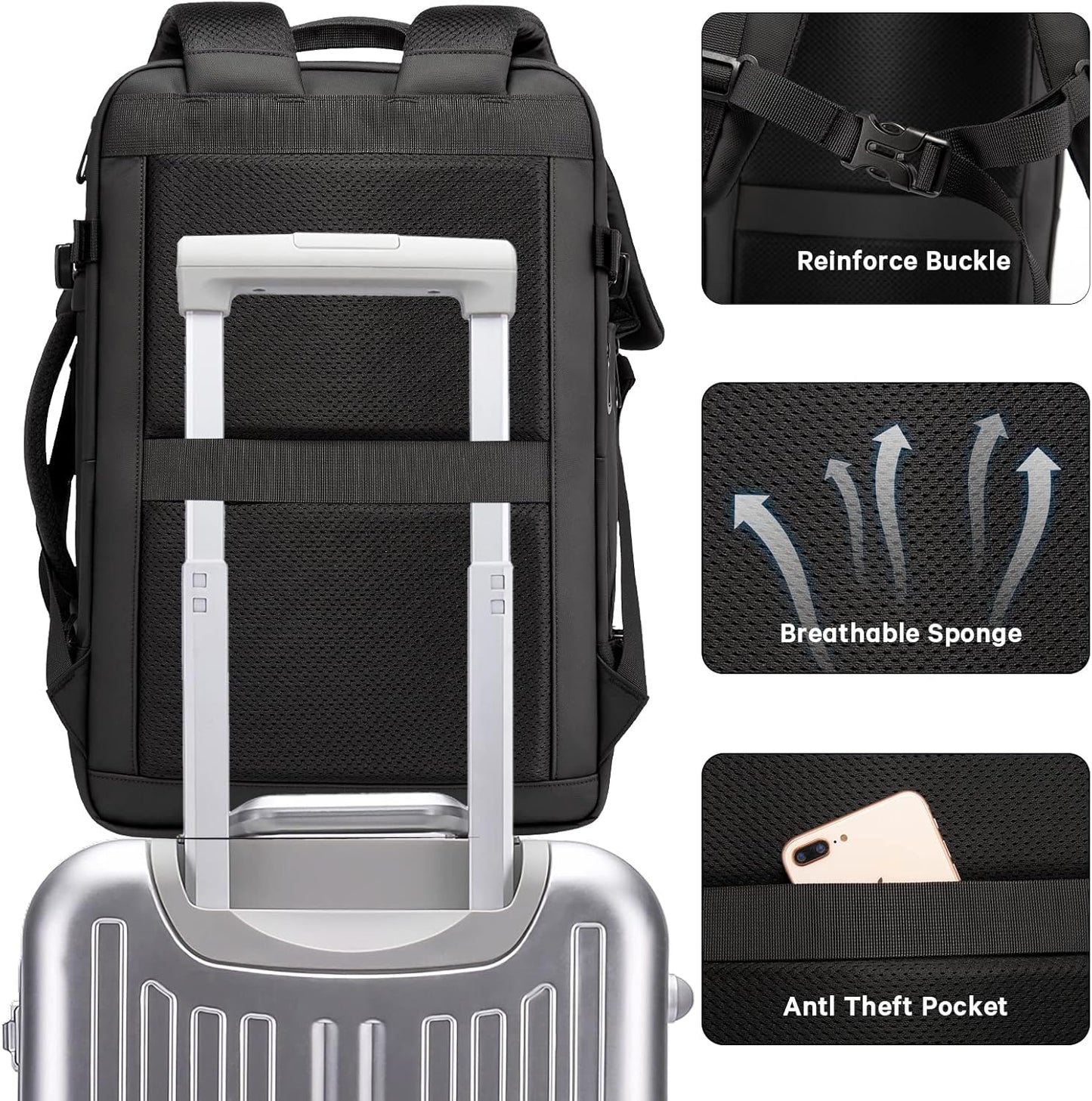 Reisrugzak Waterdicht 26-45L met Laptopvak en Handvat