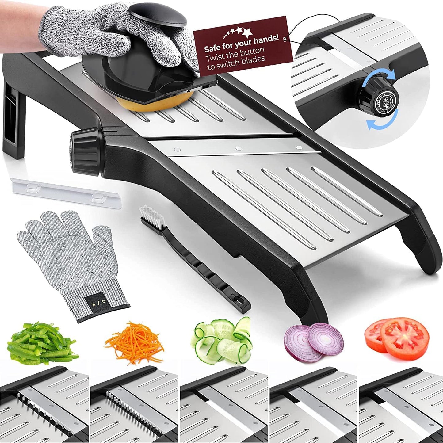 Professionele Foodsnijder Set met Snijbestendige Keukenhandschoenen