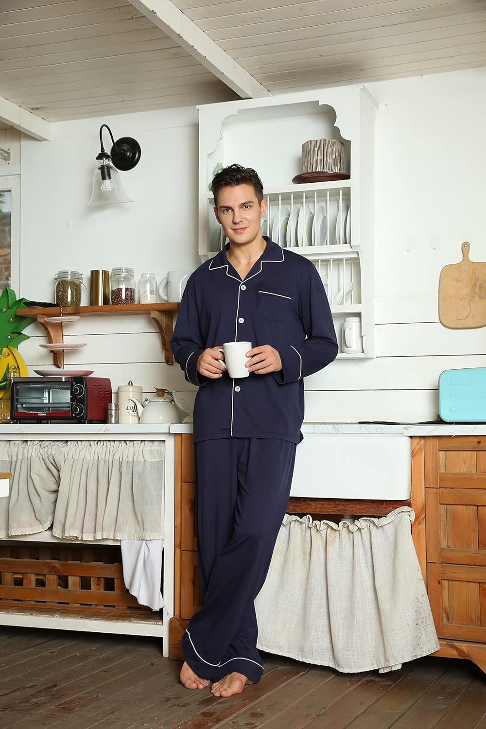 Heren Pyjama Katoen Comfortabel Leo