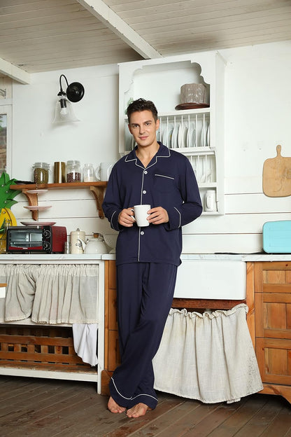 Heren Pyjama Katoen Comfortabel Leo