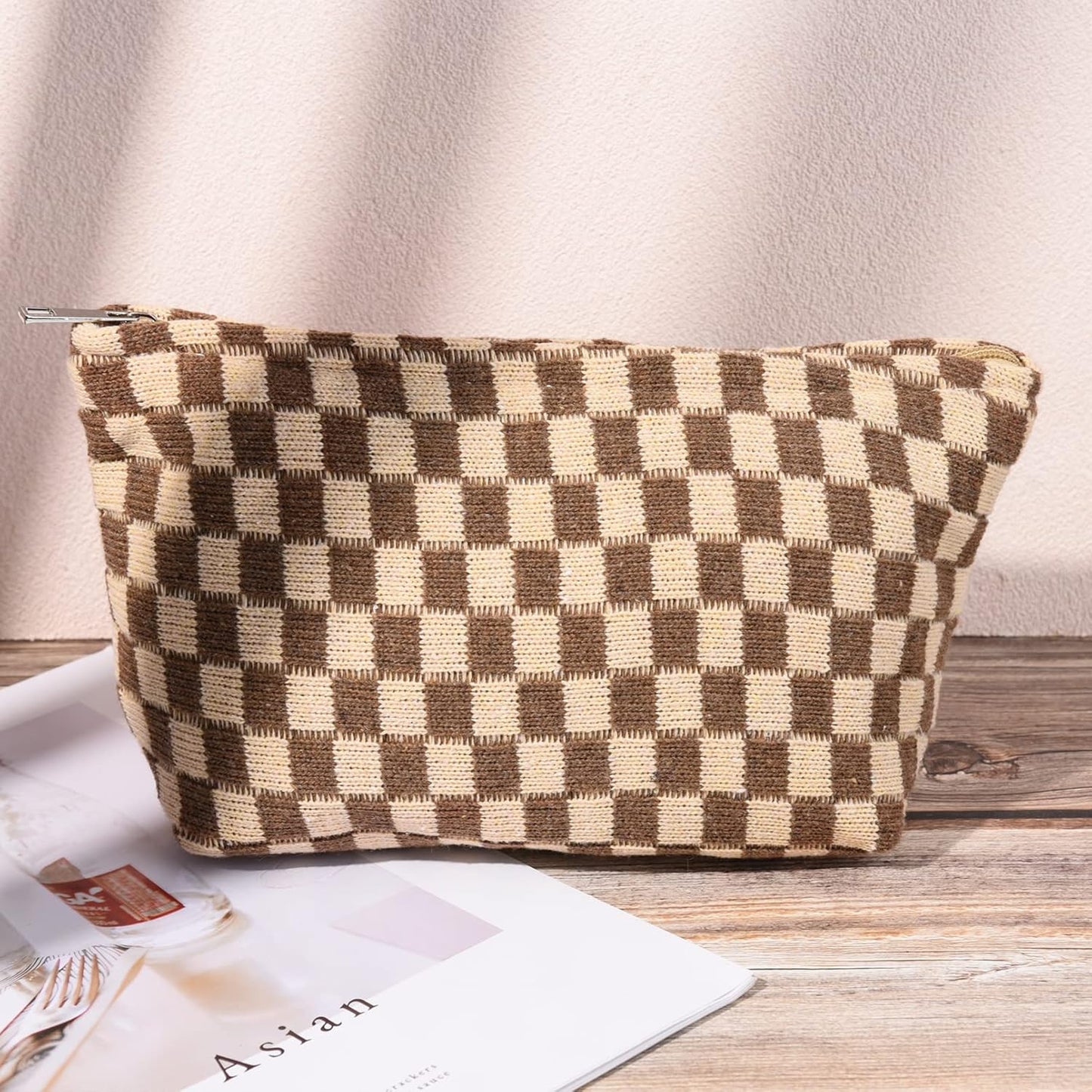 Make-up Tas Set Geruit Reisformaat