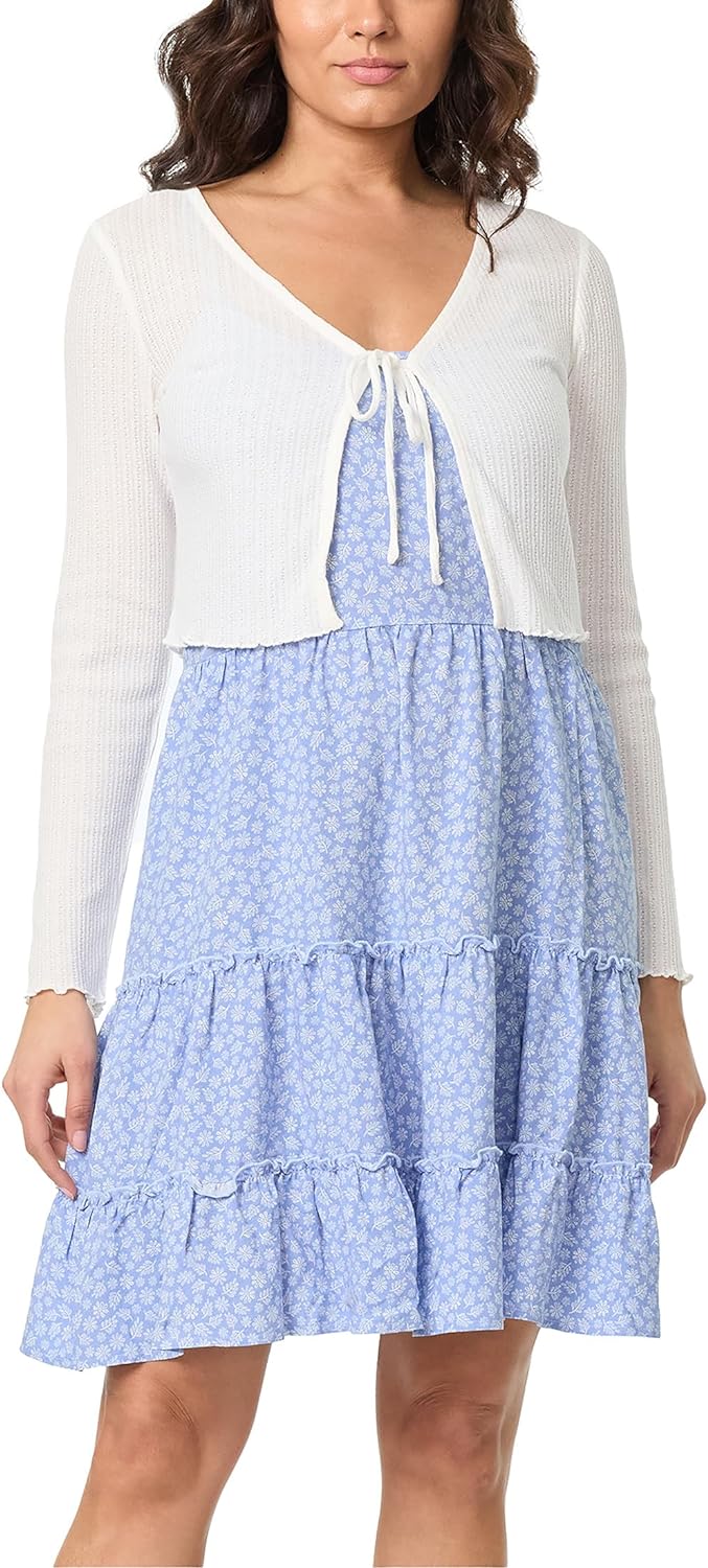 Flora Strappy Midi Jurk en Lange Mouw Vest voor Vrouwen
