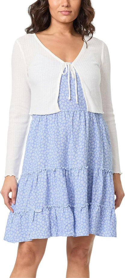 Flora Strappy Midi Jurk en Lange Mouw Vest voor Vrouwen