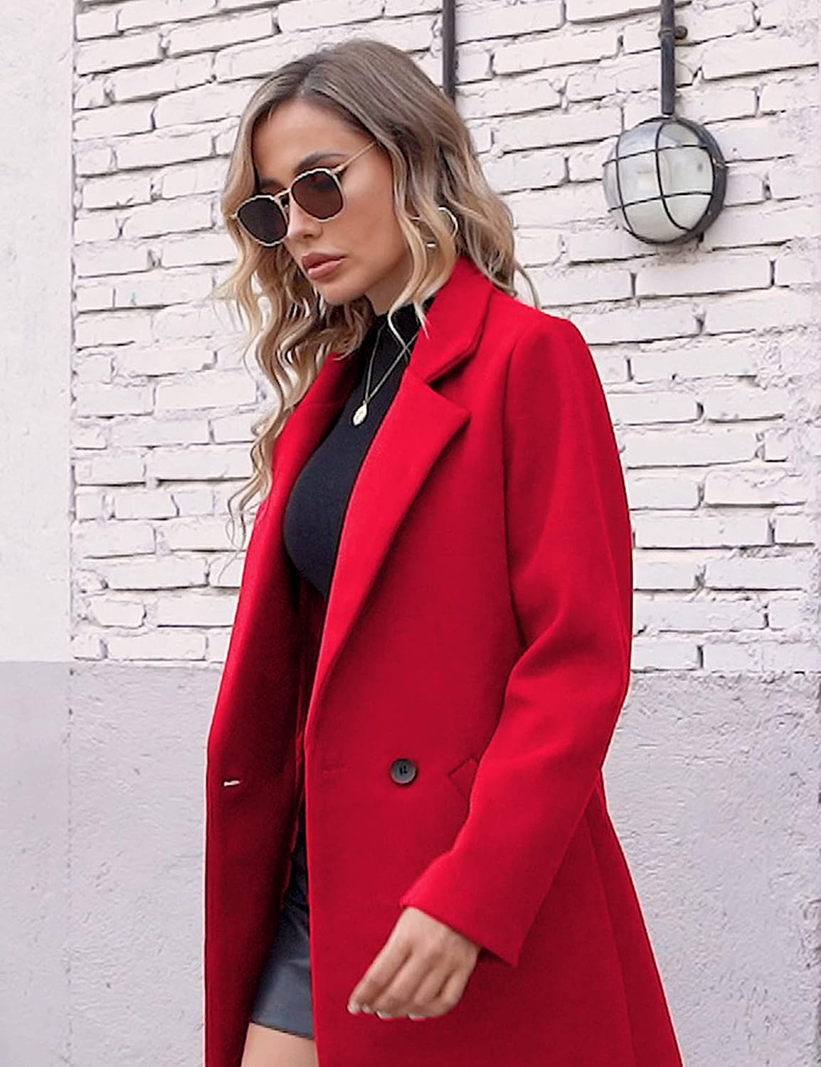Dames Wollen Jas Notch Revers Warme Wintercoat