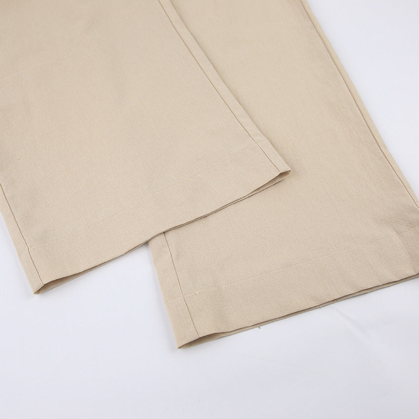 Dames Tweedelige Set Broek en Wikkel Top Japanse Stijl