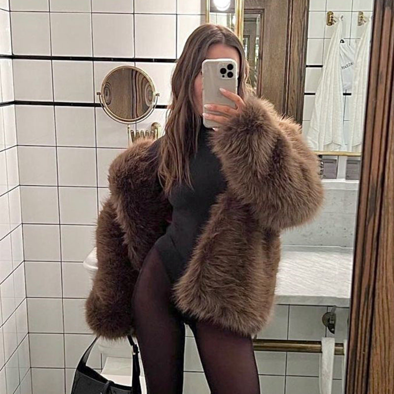 Dames Faux Fur Jas Luxe Stijlvol Elegante Uiterlijk