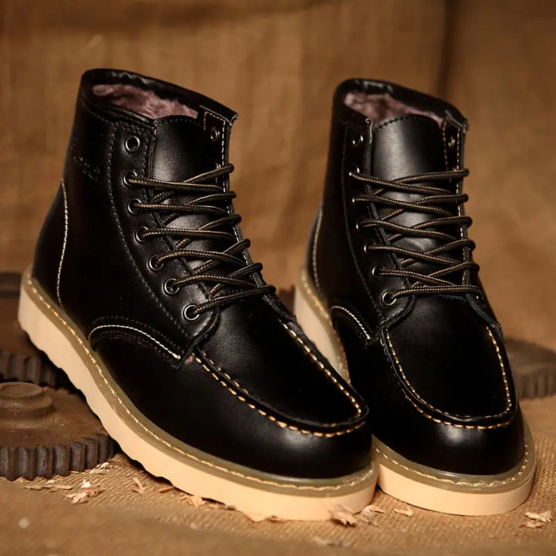 Nordval Heren Winter Enkelboots met Veters & Dikke Zool