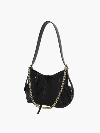 Leren Schoudertas met Ketting Detail Stijlvol Design
