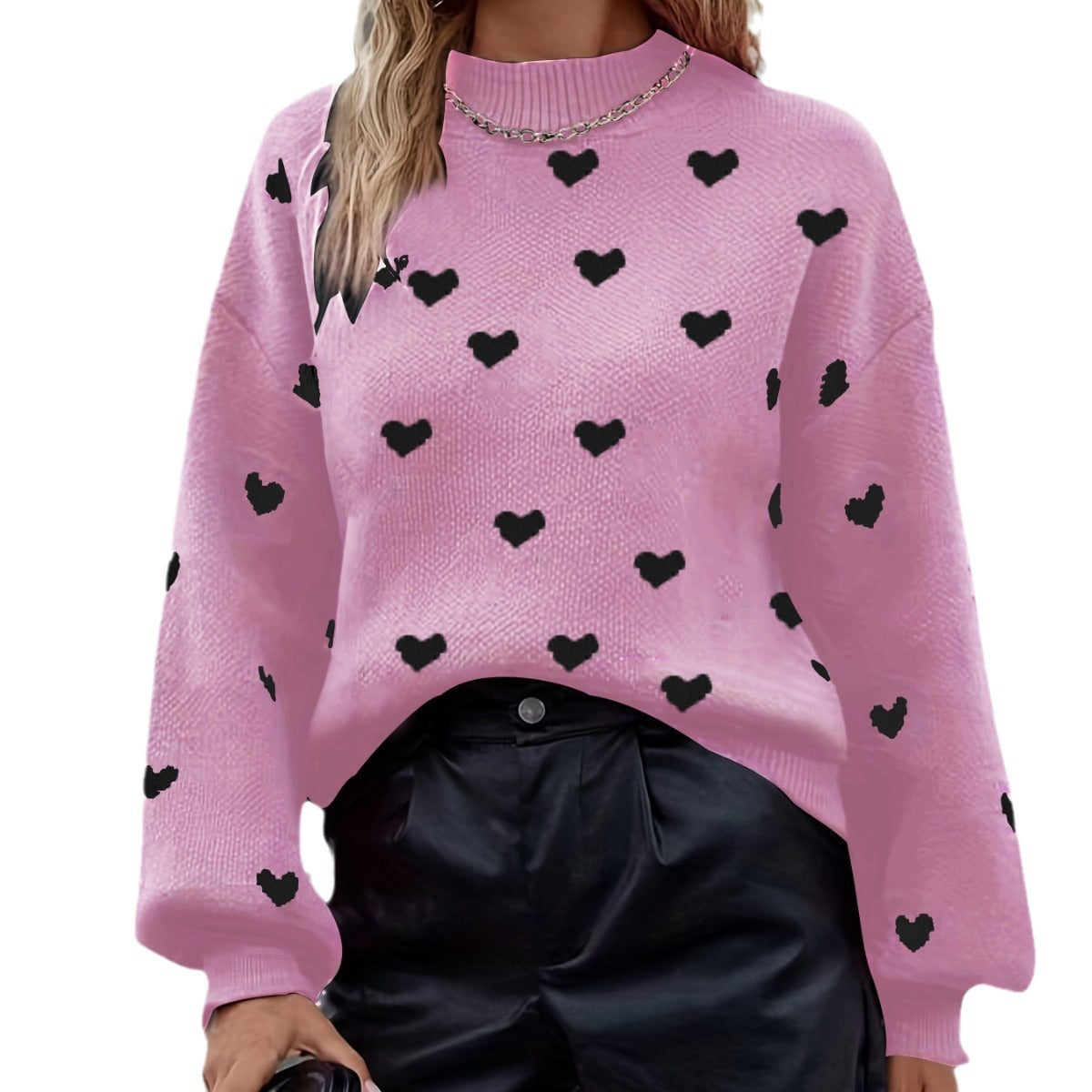 Dames Trui Gebreid met Hartjes Stijlvol Leuk