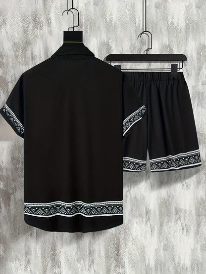 Heren Zomer Set - Tweedelig Casual Shirt en Shorts Boho Stijl