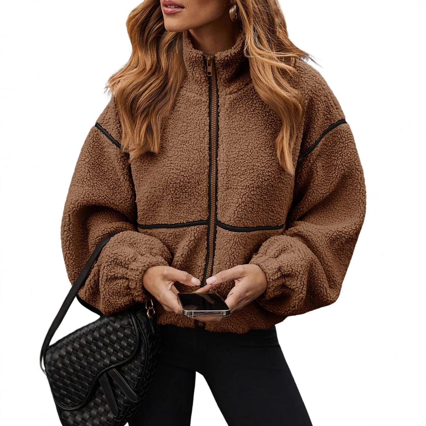 Dames Teddy Fleece Jas Warm Modern Design met Rits